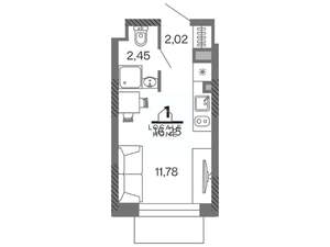 Студия квартира, вторичка, 16м2, 8/25 этаж