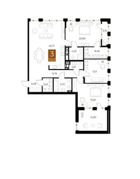 3-к квартира, вторичка, 148м2, 2/9 этаж