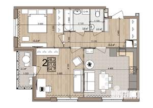 2-к квартира, вторичка, 65м2, 21/25 этаж