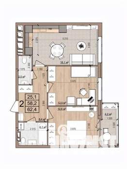 2-к квартира, вторичка, 62м2, 16/17 этаж