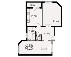 2-к квартира, вторичка, 77м2, 2/17 этаж