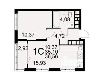 1-к квартира, вторичка, 35м2, 16/22 этаж