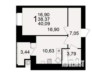 1-к квартира, вторичка, 38м2, 11/15 этаж