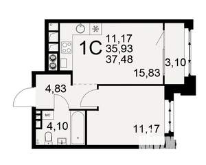 1-к квартира, вторичка, 36м2, 3/10 этаж