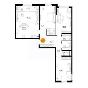 3-к квартира, вторичка, 101м2, 15/25 этаж