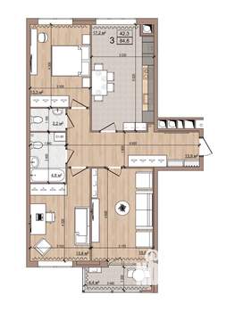 3-к квартира, вторичка, 85м2, 2/16 этаж
