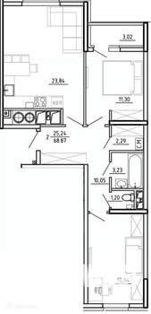 2-к квартира, вторичка, 69м2, 6/26 этаж