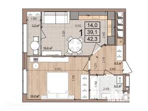 1-к квартира, вторичка, 42м2, 11/17 этаж