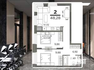 2-к квартира, вторичка, 48м2, 21/26 этаж