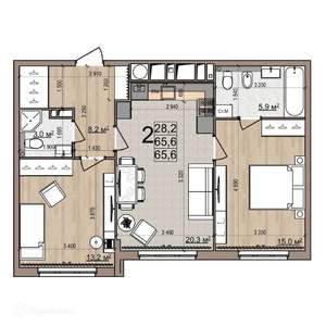 2-к квартира, вторичка, 66м2, 24/26 этаж