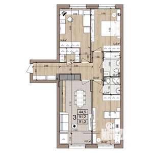 3-к квартира, строящийся дом, 91м2, 2/25 этаж