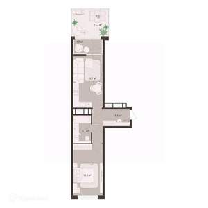 1-к квартира, вторичка, 60м2, 1/9 этаж