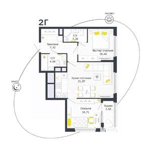 2-к квартира, вторичка, 59м2, 15/25 этаж