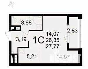1-к квартира, вторичка, 28м2, 23/24 этаж