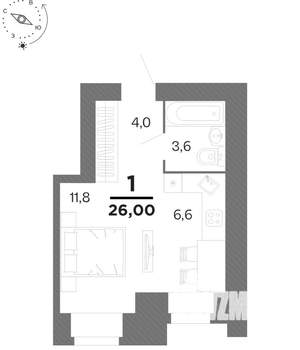 Студия квартира, вторичка, 26м2, 15/16 этаж