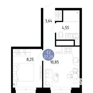 1-к квартира, вторичка, 27м2, 6/14 этаж