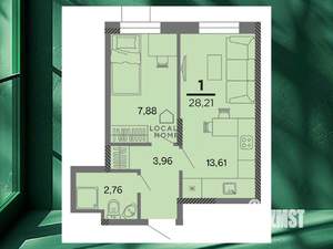 1-к квартира, вторичка, 28м2, 13/22 этаж