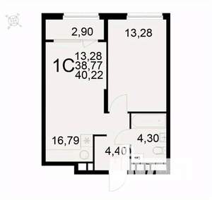 1-к квартира, вторичка, 40м2, 14/22 этаж