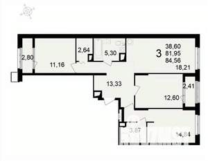 3-к квартира, вторичка, 85м2, 5/24 этаж