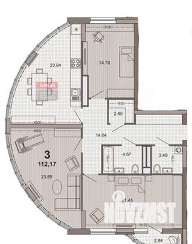 3-к квартира, вторичка, 113м2, 8/32 этаж
