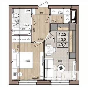 1-к квартира, вторичка, 40м2, 2/25 этаж