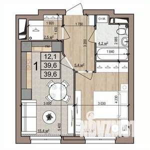 1-к квартира, вторичка, 40м2, 14/25 этаж