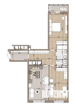 2-к квартира, вторичка, 80м2, 22/25 этаж