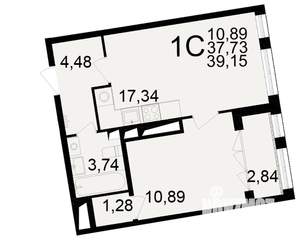 1-к квартира, вторичка, 38м2, 17/25 этаж