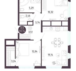 2-к квартира, вторичка, 60м2, 8/18 этаж