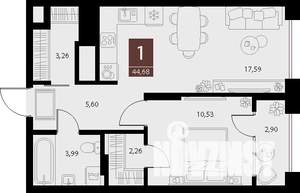 1-к квартира, вторичка, 45м2, 14/15 этаж