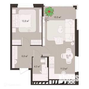 2-к квартира, вторичка, 53м2, 5/9 этаж