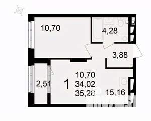 1-к квартира, вторичка, 35м2, 23/24 этаж