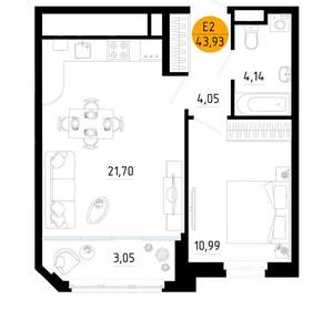 1-к квартира, вторичка, 44м2, 10/25 этаж