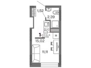 Студия квартира, вторичка, 15м2, 21/25 этаж