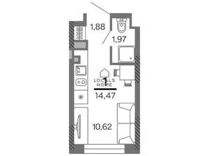 Студия квартира, вторичка, 14м2, 5/25 этаж