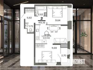 2-к квартира, вторичка, 49м2, 19/26 этаж