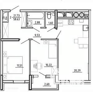 2-к квартира, вторичка, 59м2, 5/26 этаж