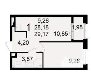 1-к квартира, вторичка, 28м2, 3/23 этаж