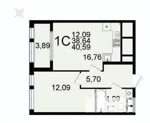1-к квартира, вторичка, 41м2, 26/26 этаж