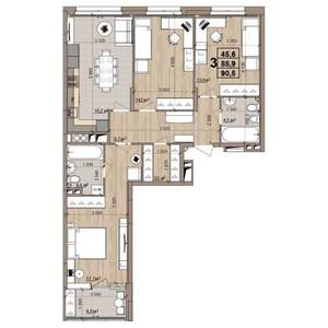 3-к квартира, вторичка, 91м2, 8/9 этаж