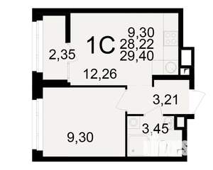 1-к квартира, вторичка, 28м2, 6/25 этаж