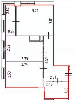 2-к квартира, вторичка, 43м2, 9/25 этаж