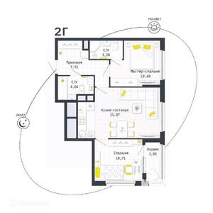 2-к квартира, вторичка, 59м2, 15/26 этаж