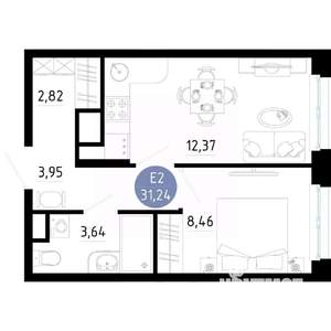 1-к квартира, вторичка, 31м2, 10/14 этаж