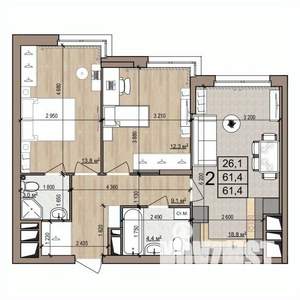 2-к квартира, вторичка, 61м2, 14/25 этаж