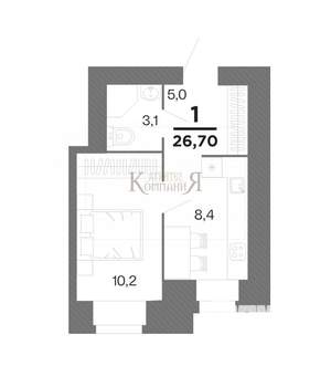 1-к квартира, вторичка, 27м2, 3/16 этаж