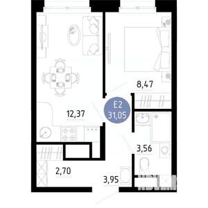 1-к квартира, вторичка, 31м2, 14/14 этаж
