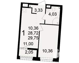 1-к квартира, вторичка, 29м2, 1/23 этаж