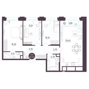 3-к квартира, вторичка, 82м2, 8/18 этаж