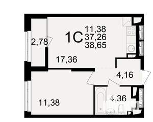 1-к квартира, вторичка, 37м2, 4/25 этаж